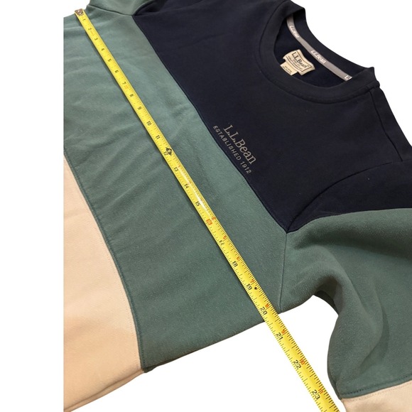 LLBean Colorblock Sweatshirt Pullover Navy Green Cream Size S Reg - Picture 6 of 6